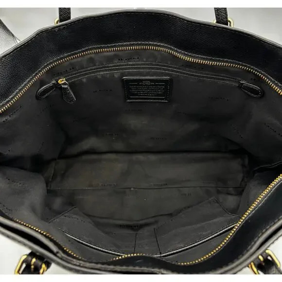 Coach Black Leather Turnlock Tote | Large Crossgrain Shoulder Bag - Picture 6 of 6